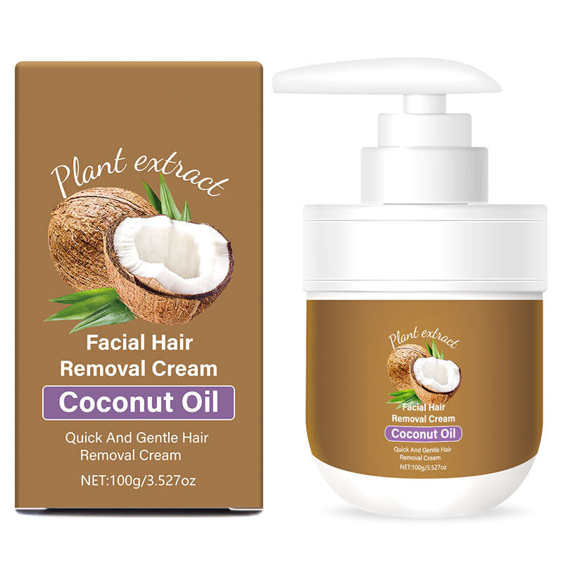 🎁 Köp 2 få 1 GRATIS! 🥥✨ Kokosnötkräm för hårborttagning i ansiktet – Mild och effektiv（Lämplig för användning på hela kroppen）