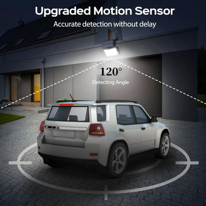 106 LED-solcellslampa med rörelsesensor för utomhusbruk och fjärrkontroll