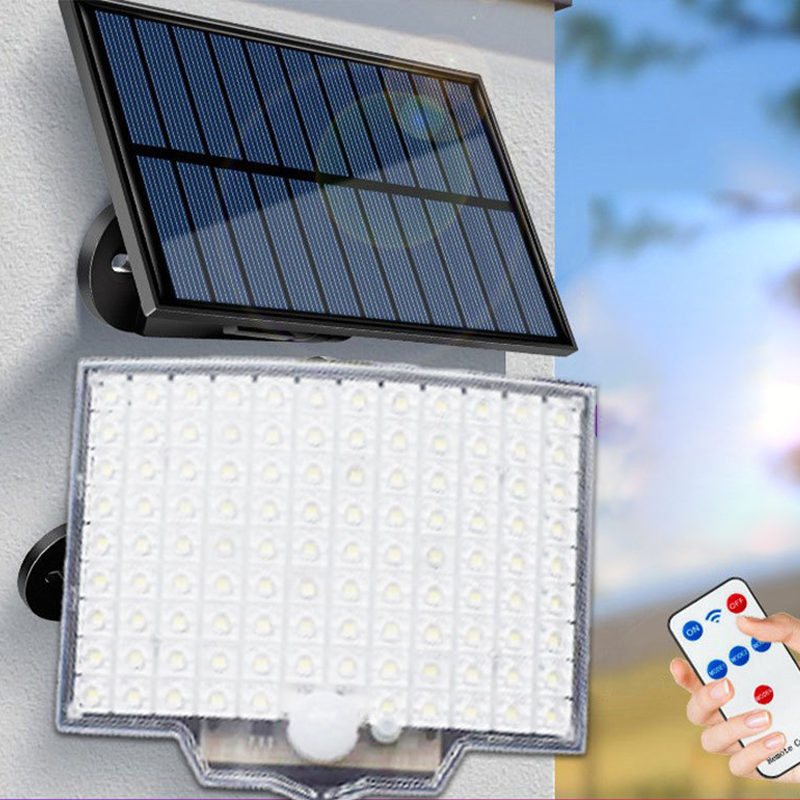 106 LED-solcellslampa med rörelsesensor för utomhusbruk och fjärrkontroll