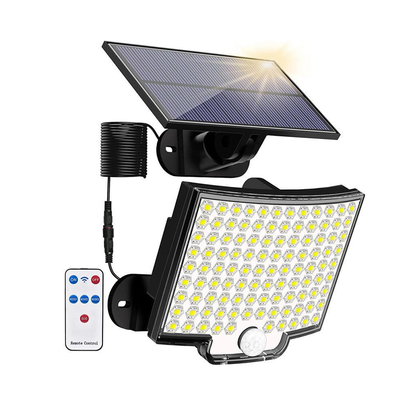 106 LED-solcellslampa med rörelsesensor för utomhusbruk och fjärrkontroll