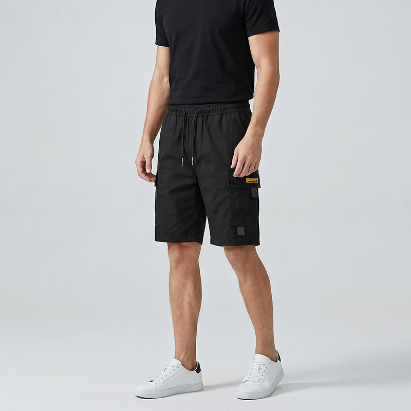 Männs casual cargoshorts med dragsko i midjan