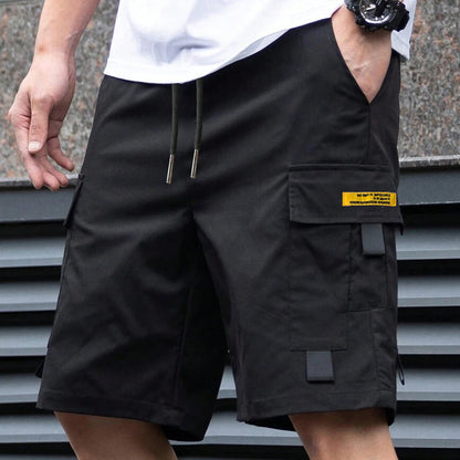 Männs casual cargoshorts med dragsko i midjan