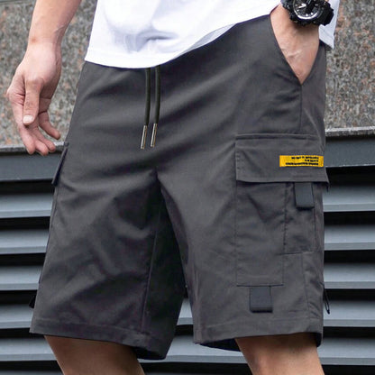 Männs casual cargoshorts med dragsko i midjan