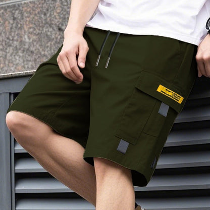 Männs casual cargoshorts med dragsko i midjan