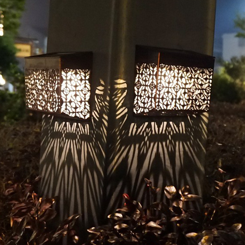 Solcellsdriven LED-vägglampa med snidade mönster för gångväg och trädgård