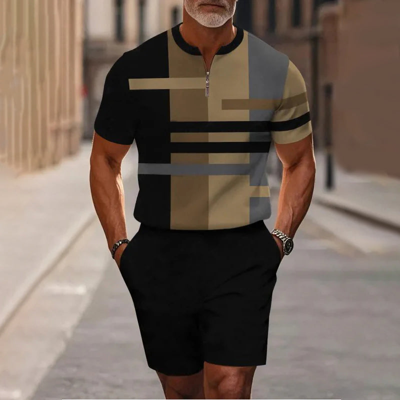 Herrars Kvartklingsskjorta & Shorts Set