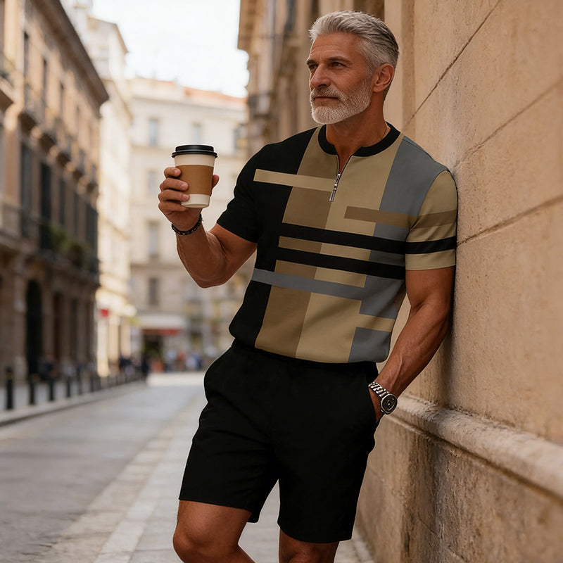 Herrars Kvartklingsskjorta & Shorts Set