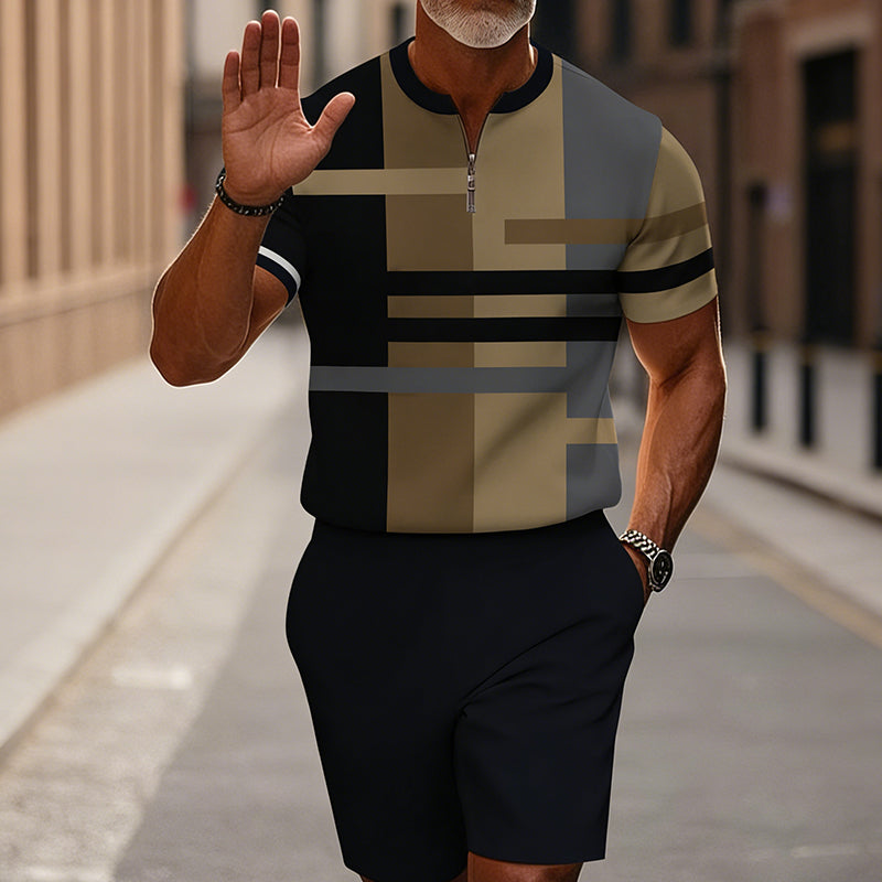 Herrars Kvartklingsskjorta & Shorts Set