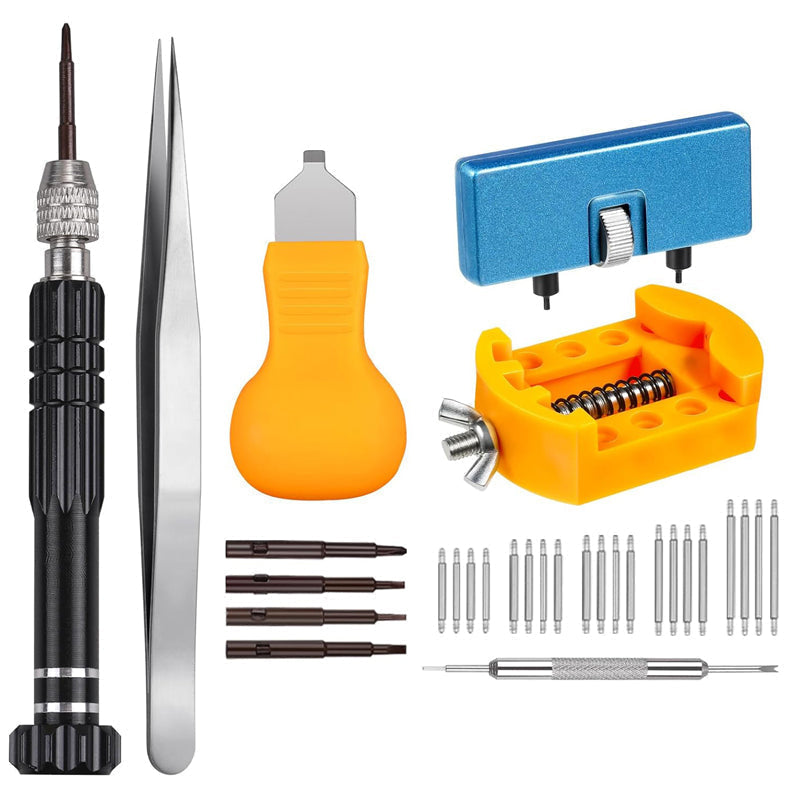 💎 50% RABATT! 💎 Professionellt Verktygsset för Klockreparation – Allt-i-ett, precisionsverktyg i rostfritt stål för batteri & armband