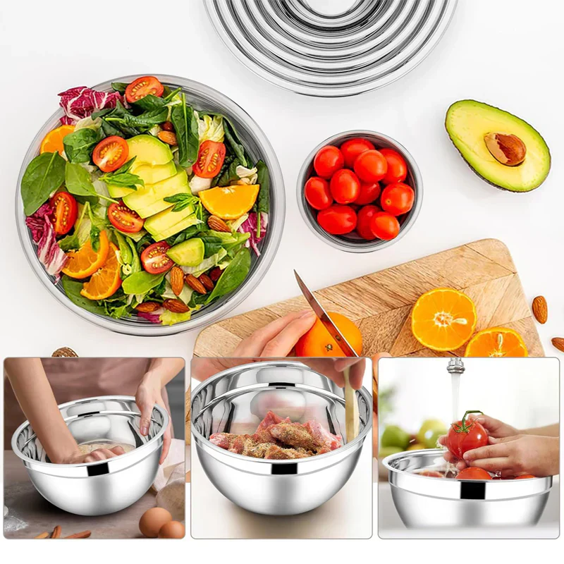 🥣 60% RABATT NU! 🔪 6 Skålar i Rostfritt Stål med 3 Rivjärnstillbehör – Olika Storlekar, Lufttäta Lock & Stapelbara För Perfekt Förvaring ✨