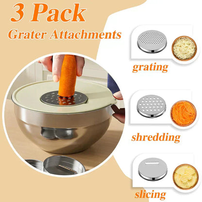 🥣 60% RABATT NU! 🔪 6 Skålar i Rostfritt Stål med 3 Rivjärnstillbehör – Olika Storlekar, Lufttäta Lock & Stapelbara För Perfekt Förvaring ✨