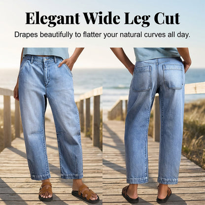 👖 50% RABATT NU!🌟 Dam High Waist Vida Jeansshorts – Benlängande & Vintage Tvätt – Casual Croppade Byxor 👒