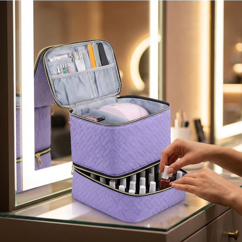 Dubbelskikt Nail Lack Organizer väska