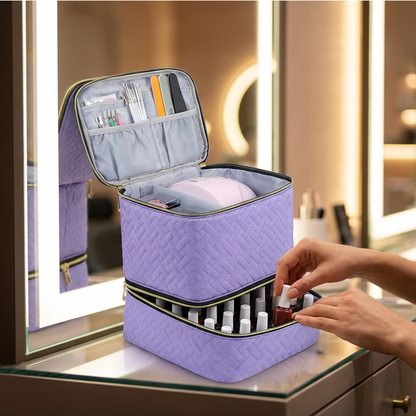Dubbelskikt Nail Lack Organizer väska