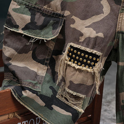 🔥Cargoshorts med nitar i kamouflage för män
