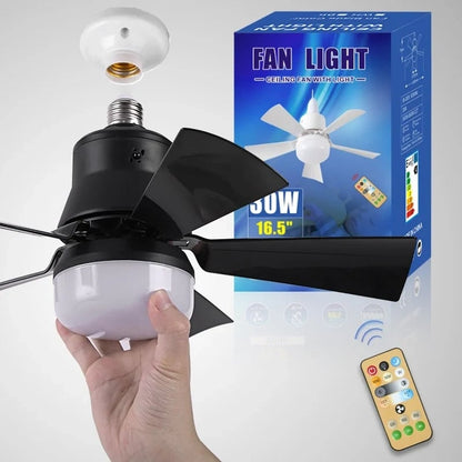 2-i-1 Bärbar takfläkt och belysning med fjärrkontroll