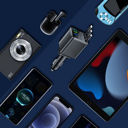 🔋 50% RABATT! 🚗 7-i-1 Infällbar Snabbladdare för Bil med Spänningsvisning – USB-C, Snabbladdning & Praktisk för Dagligt Bruk 📱