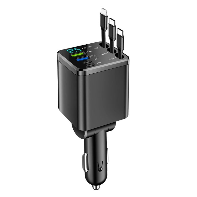 🔋 50% RABATT! 🚗 7-i-1 Infällbar Snabbladdare för Bil med Spänningsvisning – USB-C, Snabbladdning & Praktisk för Dagligt Bruk 📱