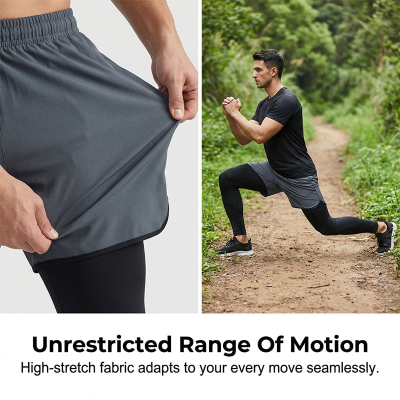 🔥50% RABATT!🔥 2-i-1-löpartights för män med inbyggda shorts