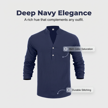 🔥🎁Nyhet 50 % RABATT🔥Avslappnad Henley-t-shirt för män