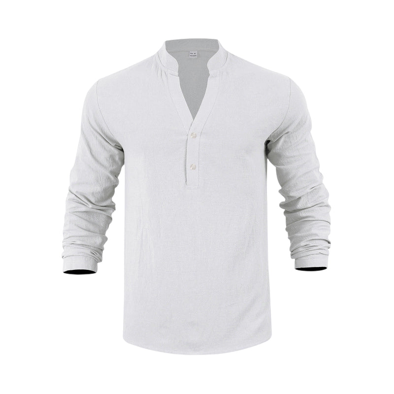 🔥🎁Nyhet 50 % RABATT🔥Avslappnad Henley-t-shirt för män