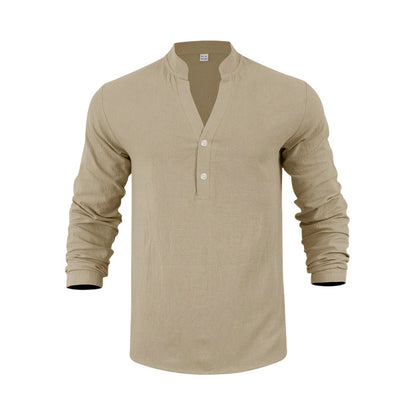 🔥🎁Nyhet 50 % RABATT🔥Avslappnad Henley-t-shirt för män