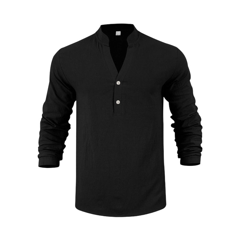 🔥🎁Nyhet 50 % RABATT🔥Avslappnad Henley-t-shirt för män