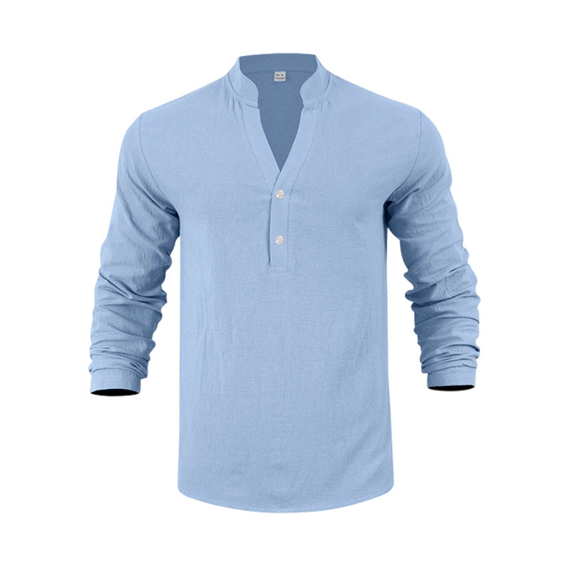 🔥🎁Nyhet 50 % RABATT🔥Avslappnad Henley-t-shirt för män