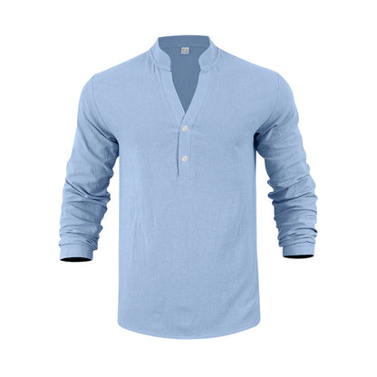🔥🎁Nyhet 50 % RABATT🔥Avslappnad Henley-t-shirt för män