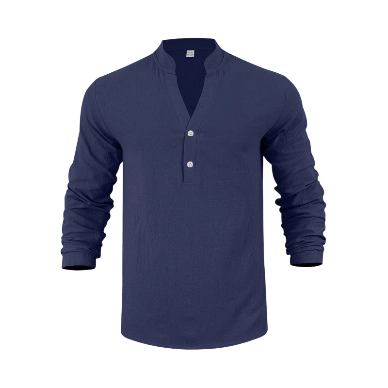 🔥🎁Nyhet 50 % RABATT🔥Avslappnad Henley-t-shirt för män