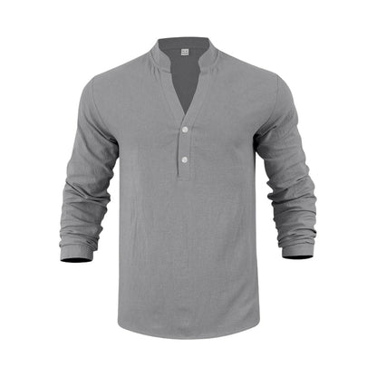 🔥🎁Nyhet 50 % RABATT🔥Avslappnad Henley-t-shirt för män