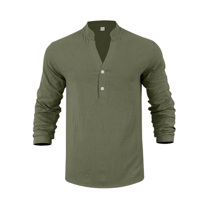 🔥🎁Nyhet 50 % RABATT🔥Avslappnad Henley-t-shirt för män