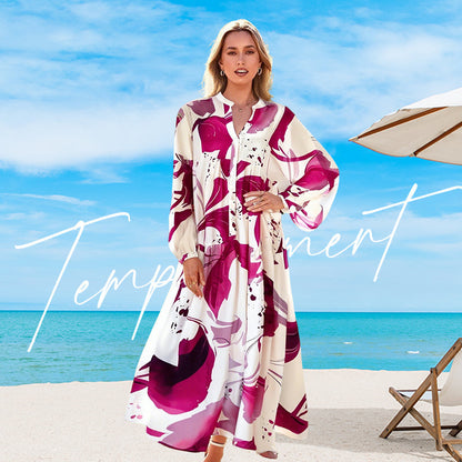 🌸50% RABATT! 💃 Blommig klänning för kvinnor Maxi med v-flame urringning
