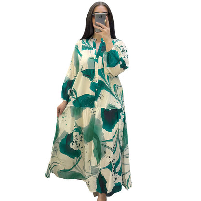 🌸50% RABATT! 💃 Blommig klänning för kvinnor Maxi med v-flame urringning
