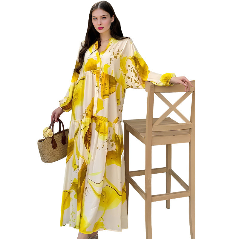 🌸50% RABATT! 💃 Blommig klänning för kvinnor Maxi med v-flame urringning
