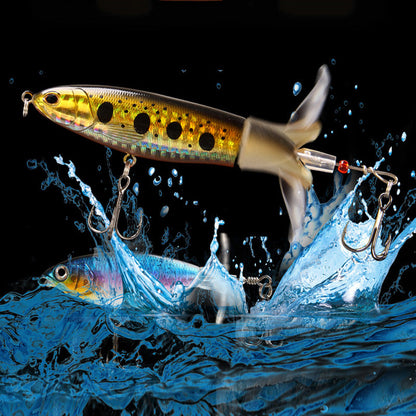 Propelldrivet, flytande, roterande fiskbete
