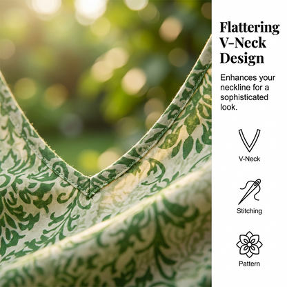 👗 50% RABATT NU! 🌸 Kvinnors V-ringad Blommönstrad Smockad Maxiklänning – Smockad Midja, Andningsbar & Mångsidig Längd ✨
