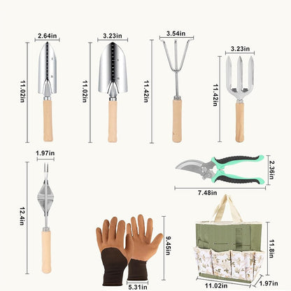 Heavy-Duty trädgårdsverktyg 9-delars uppsättning