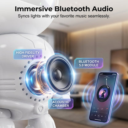 Robot Astronaut Starry Sky Projektor med Bluetooth-högtalare