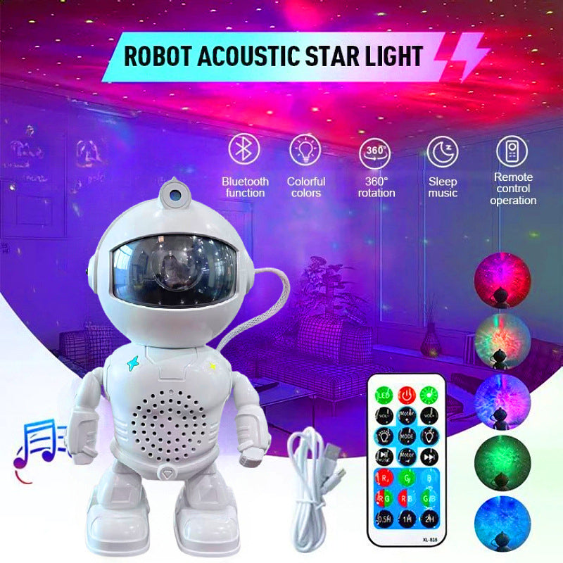 Robot Astronaut Starry Sky Projektor med Bluetooth-högtalare