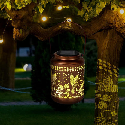 Solar kolibri lantern för trädgårdsinredning
