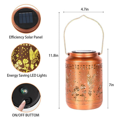 Solar kolibri lantern för trädgårdsinredning