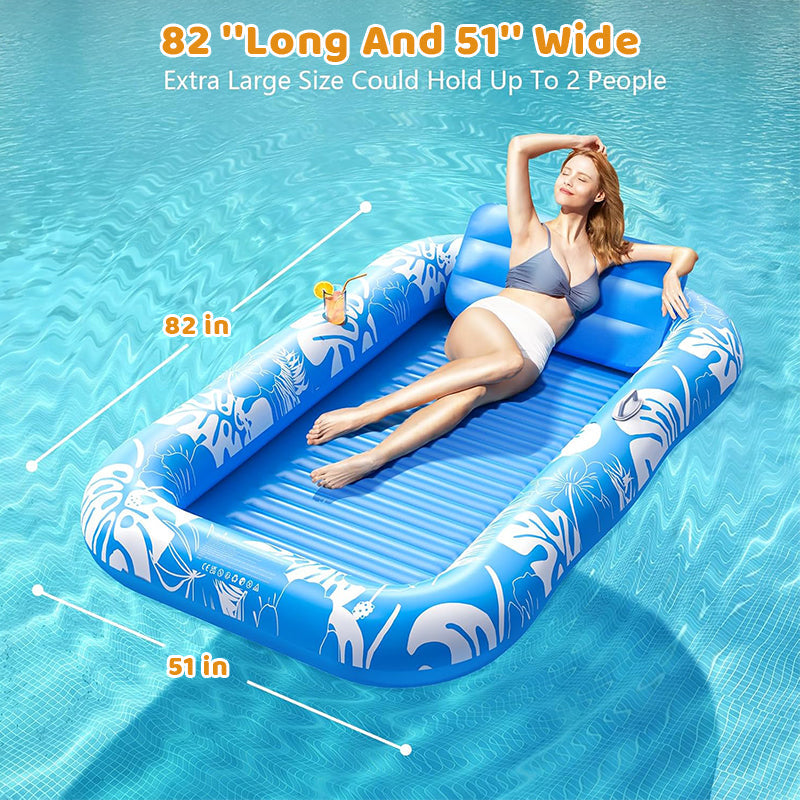 Uppblåsbar Tanning Pool Lounger Float med kudde