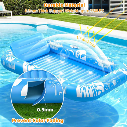 Uppblåsbar Tanning Pool Lounger Float med kudde