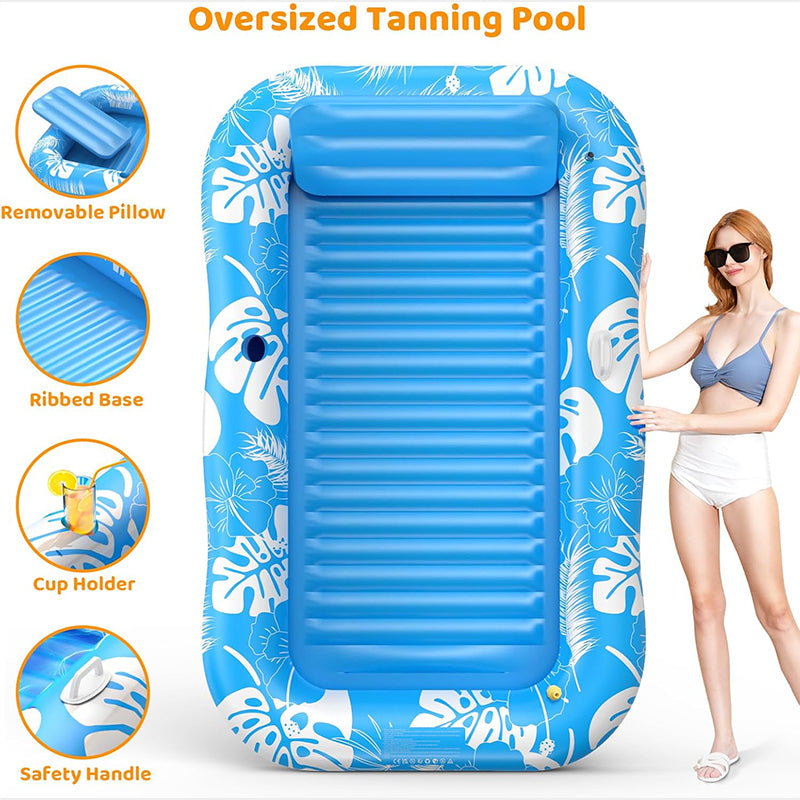 Uppblåsbar Tanning Pool Lounger Float med kudde