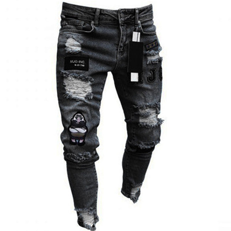 🔥 50% RABATT NU! 👖 Herrar slim jeans med rev – Modersmål lappar & hållbart denim 🎨👟