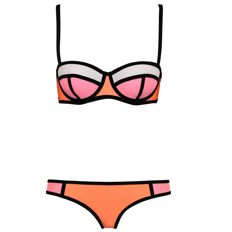 Sexigt bikiniset i färgblock för damer