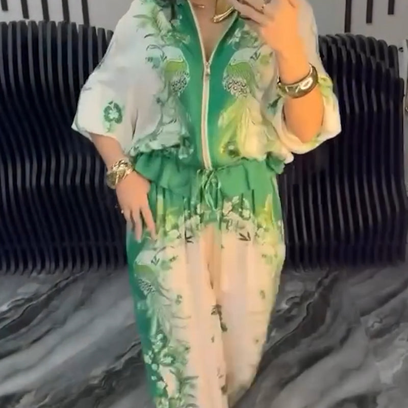 👗 50% RABATT! 🔥Elegant tvådelat set med dragkedja för kvinnor
