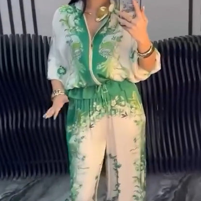 👗 50% RABATT! 🔥Elegant tvådelat set med dragkedja för kvinnor