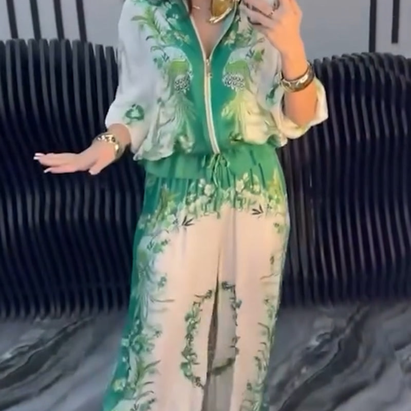 👗 50% RABATT! 🔥Elegant tvådelat set med dragkedja för kvinnor